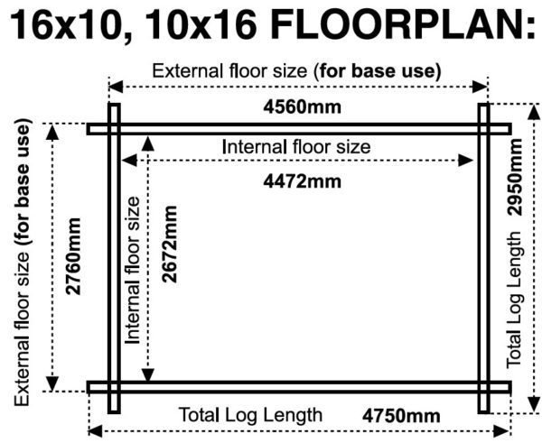 16x10 10x16 44mm log cabin floor plan