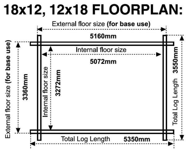 18x12 12x18 44mm log cabin floor plan