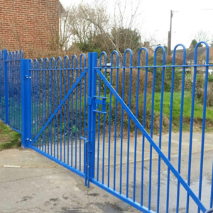 Blue bow top railings gates