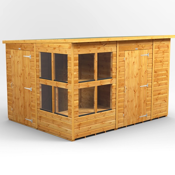 10x8 Power Pent Potting Shed Combi (includes 6ft Side Store)