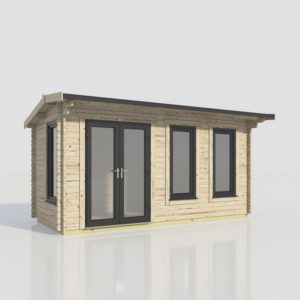 18x8 Offset Apex Log Cabin - 44mm - DDWW