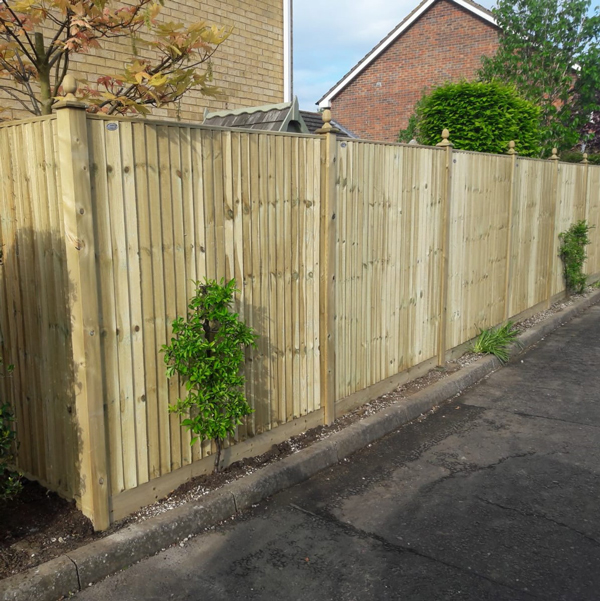 Green Feather Edge with timber posts and boards
