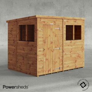 8x6 Powersheds Pent - Single Door - Windows - Shiplap Tongue and Groove Timber Garden Shed