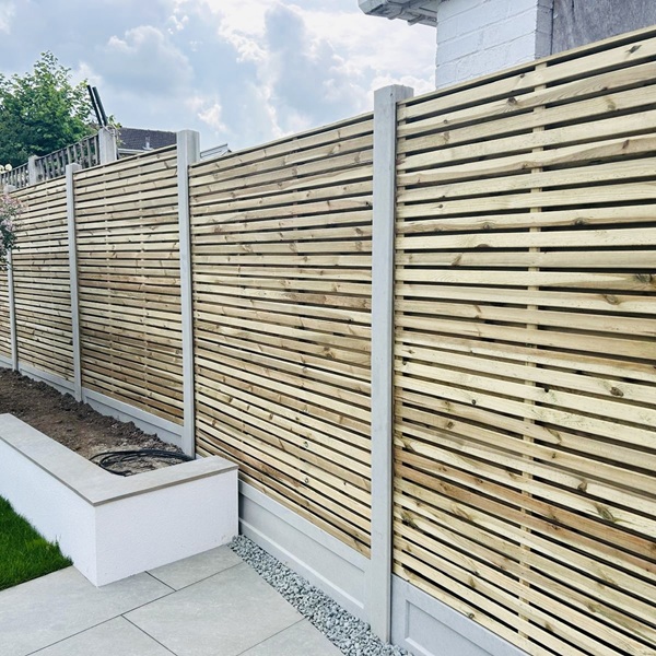 Contemporary panels with concrete posts and gravel boards