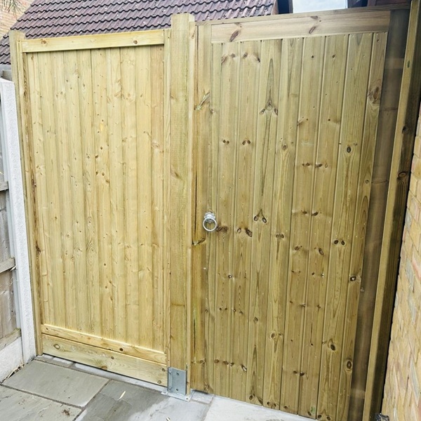 Framed TGV gate with side panel