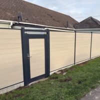 Oyster Vista with A.Grey posts and infill rails with concrete gravel boards