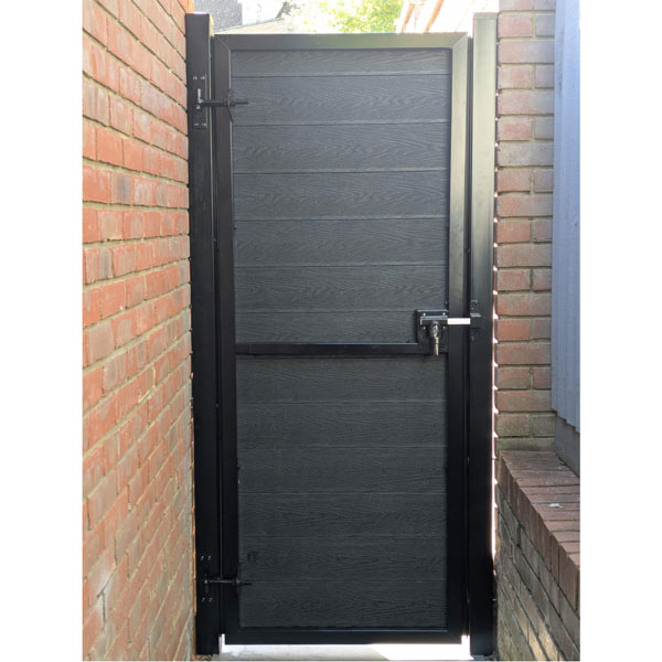 DuraPost Vista Gate with Aluminium Surround (Black frame and surround with Slate boards)