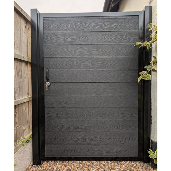 DuraPost Vista Gate Aluminium Surround (Black frame and surround with Slate boards